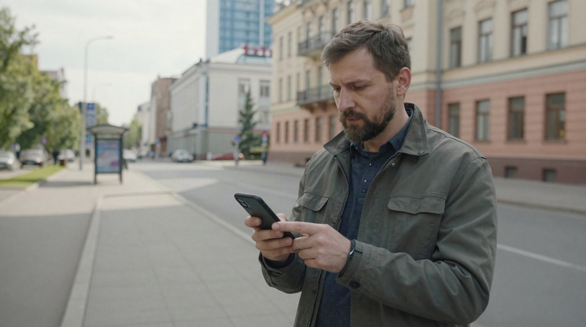 Мужчина аналитик изучает локальные особенности рынка на улице Новосибирска